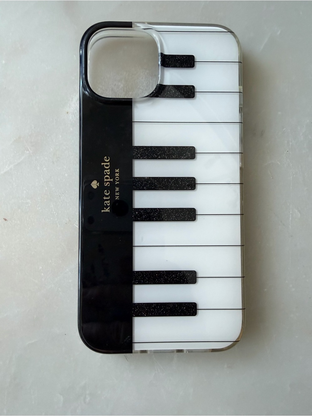 kate spade Black & White Piano Keyboard iPhone Case with Gold Logo